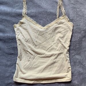 Streetwear Society Butter Yellow Lace Trim Tank Top
